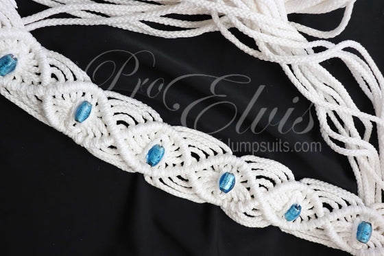 Blue Bead Macrame Belt