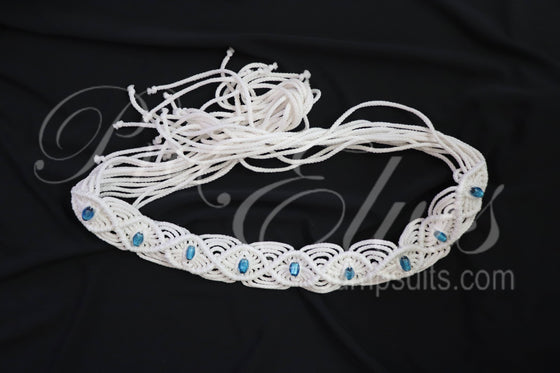 Blue Bead Macrame Belt