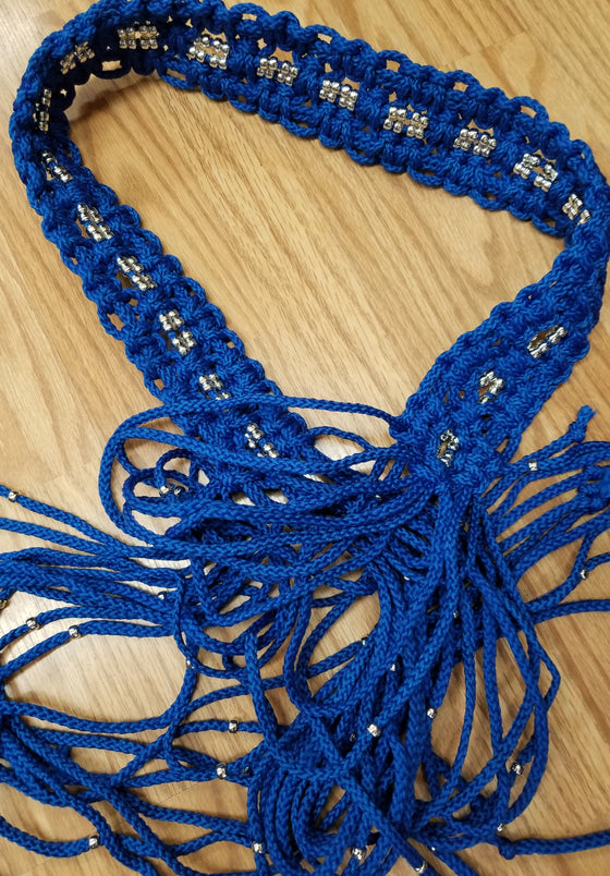 Blue Swirl Macrame belt